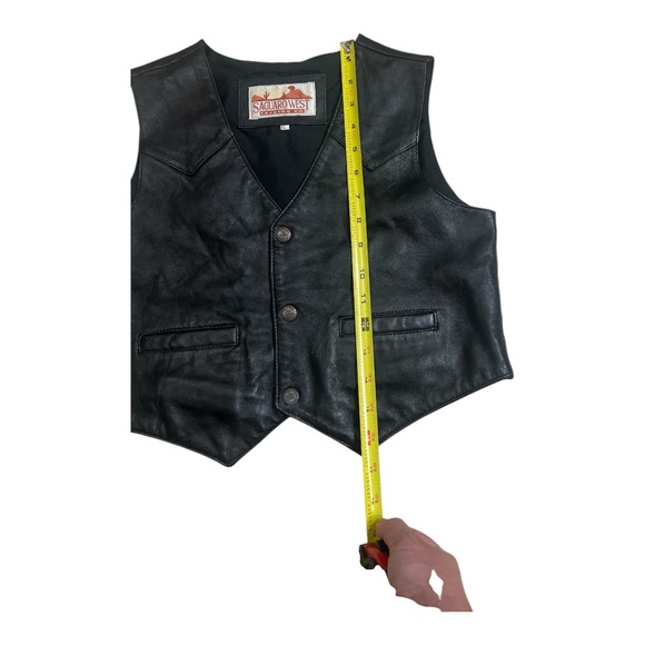 SAGUARO WEST TRADING CO. BLACK LEATHER VEST KIDS SIZE XL - Picture 5 of 5